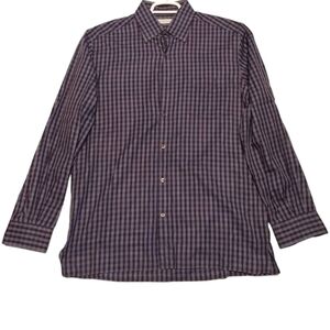 Ermenegildo Zegna‎ Men's Cotton Plaid Button Up Shirt Size L Long Sleeve Pockets
